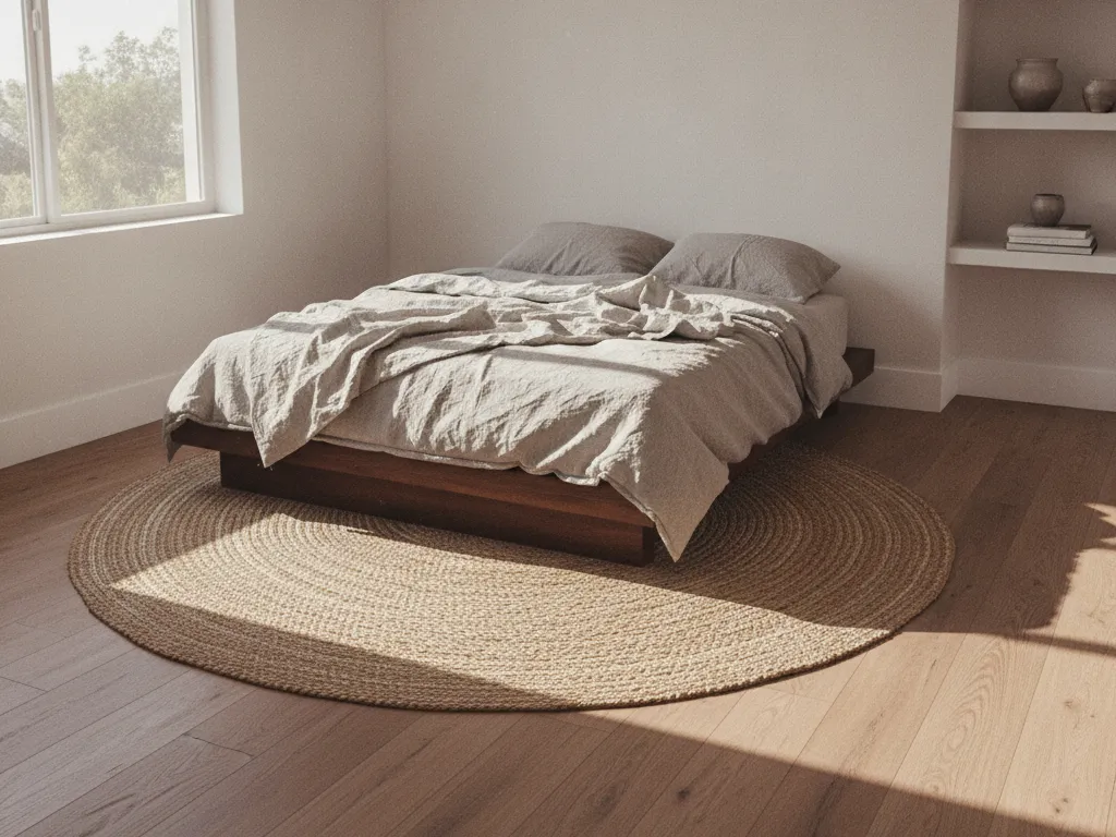 Finished bedroom with an oak-look laminate floor