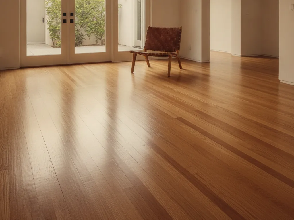 Refinished satin oak floor in afternoon sun