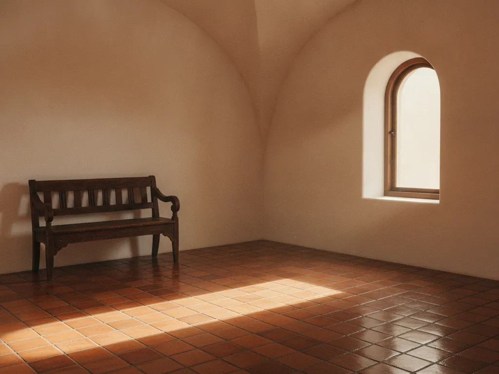 Sealed saltillo tile floor in a Spanish-style room